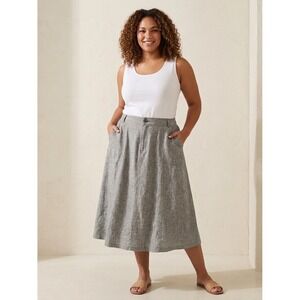 CJ Banks Christopher & Banks Grey Linen Blend Midi Skirt Plus Size 18W NWT